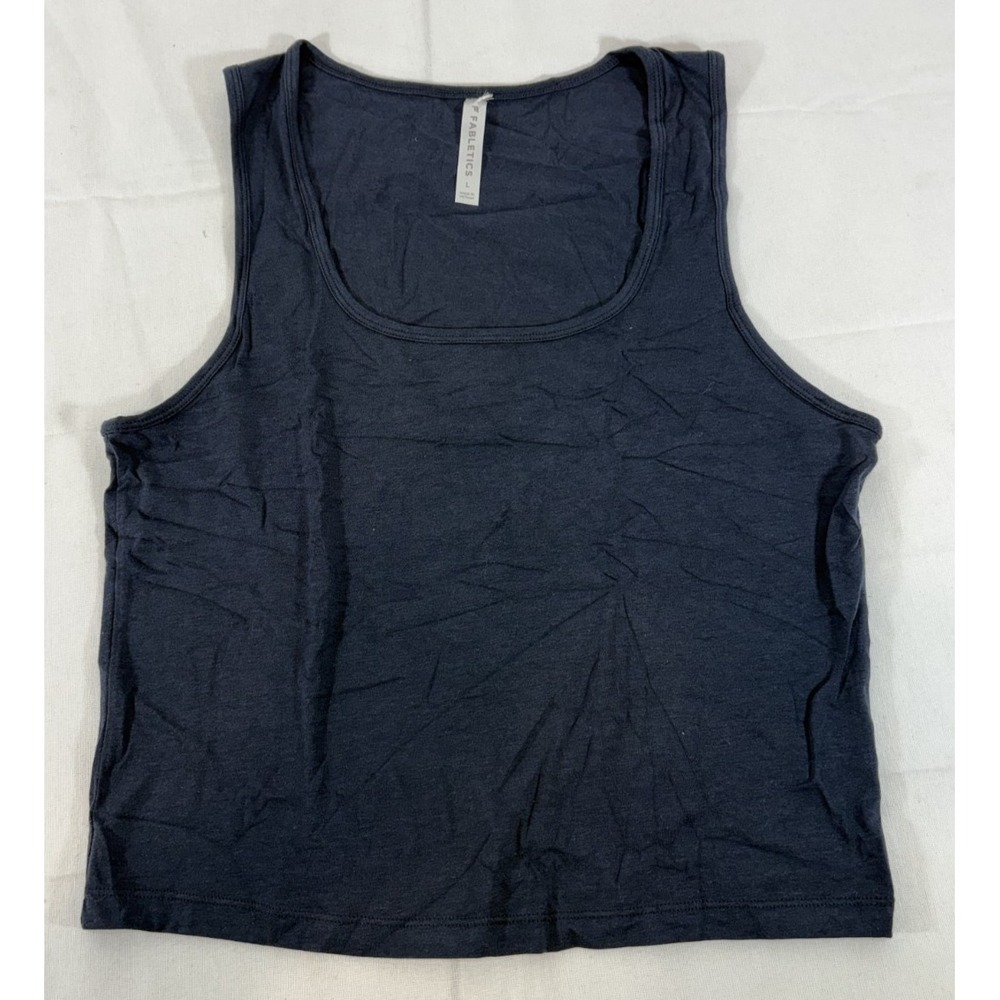 Fabletics Women's Muscle Tank Size Large Navy Blue Soft Lightweight Athletic Top